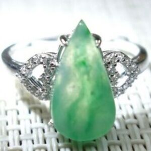 Certified Icy Green 100% Natural A jadeite jade Ring S925 silver 戒指（Free size）